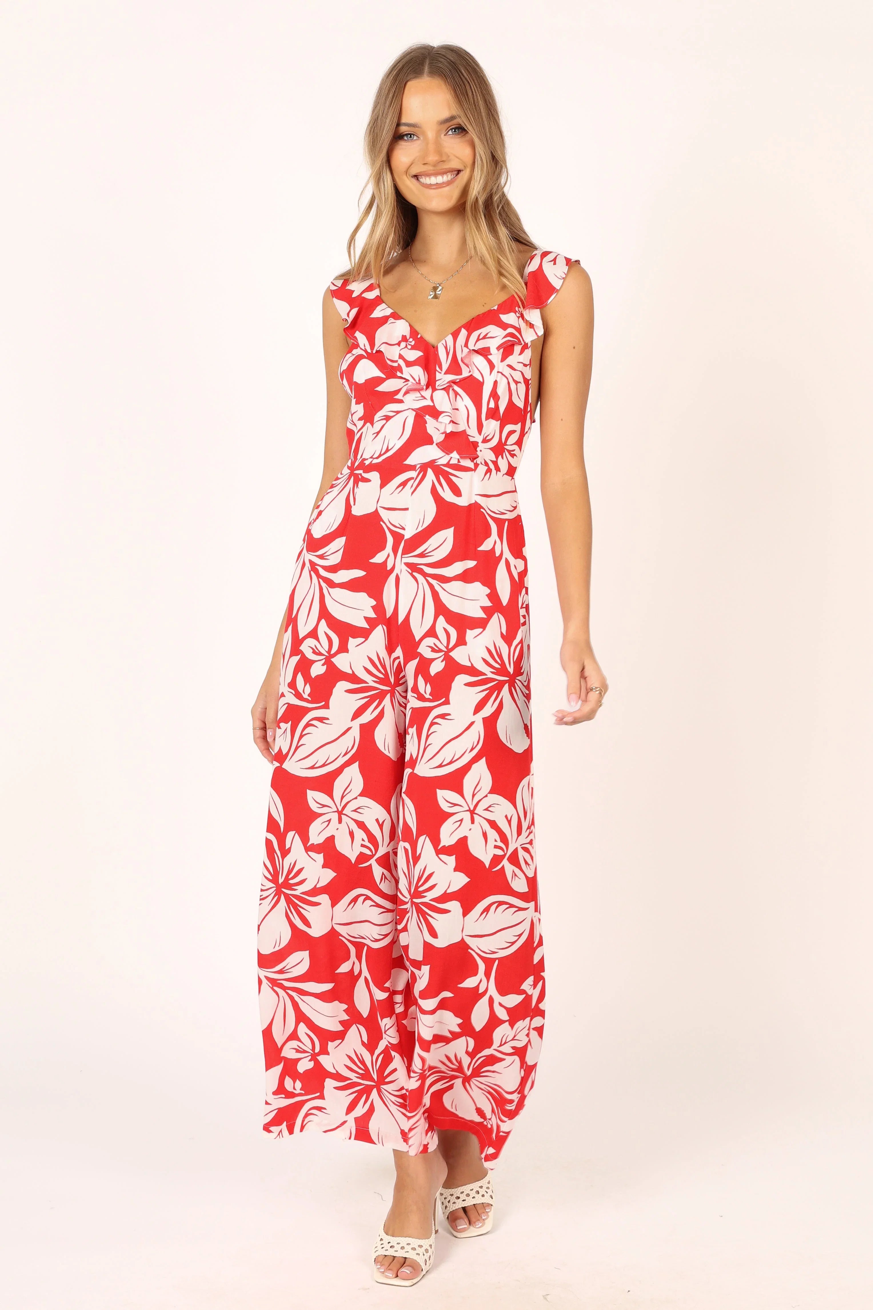 Parker Frill Jumpsuit Red