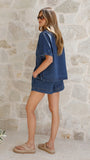 Adia Top and Shorts Set Dark Denim