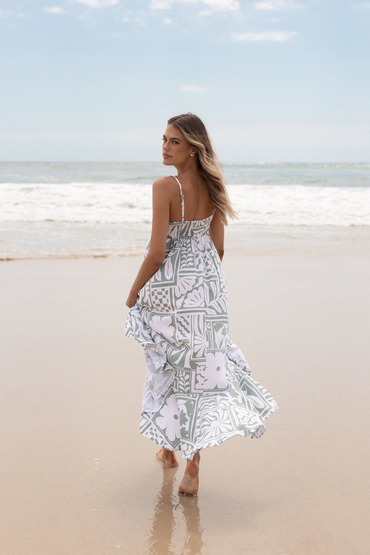 Kelsie Midi Dress Sage Print