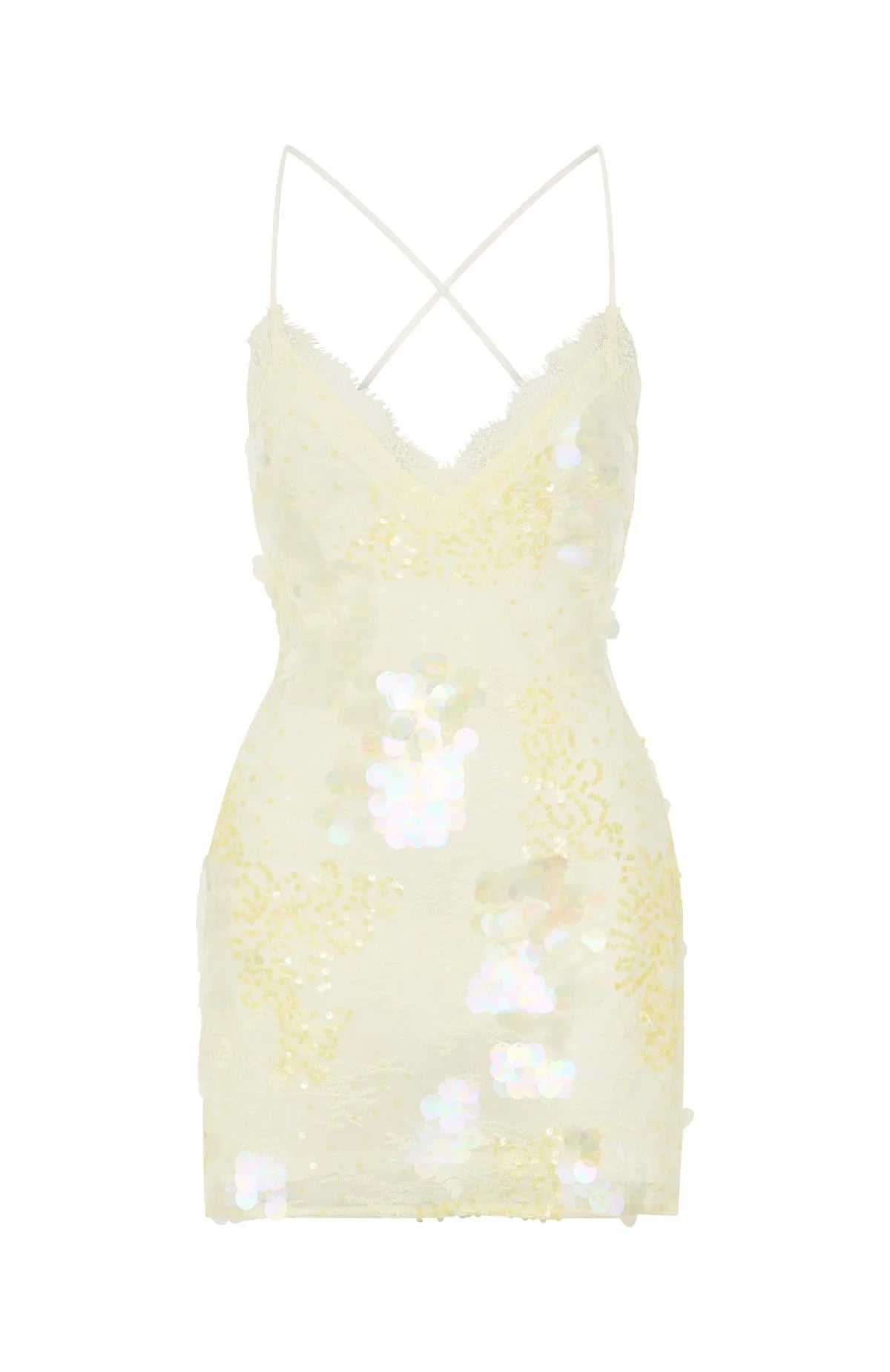 Sunset Swoon Sequin Mini Dress Lemon