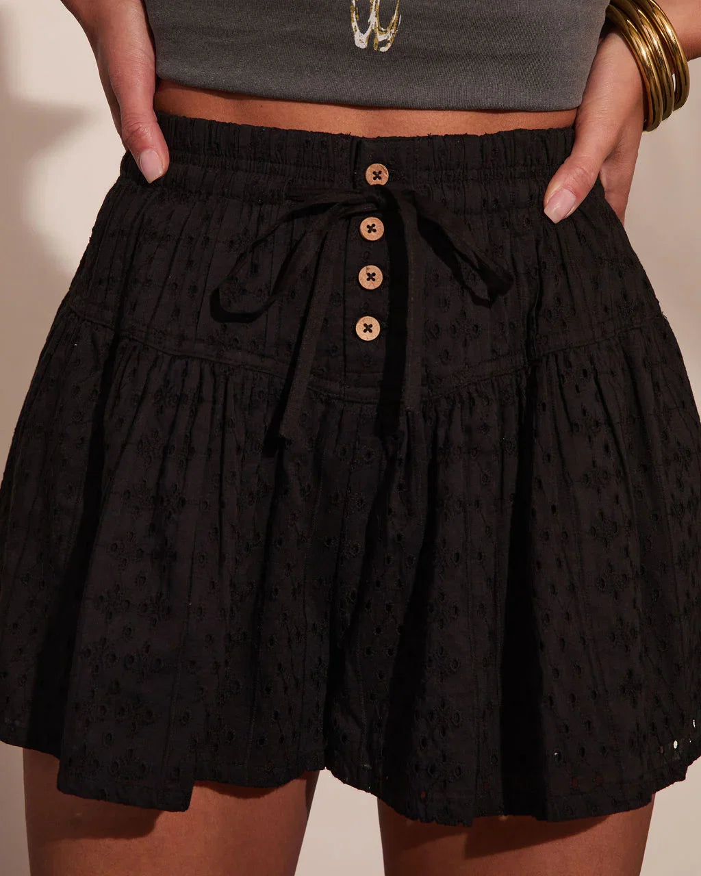 Ritual Moment Eyelet Drawstring Shorts