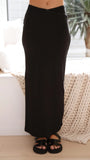 Rahela Button Top and Maxi Skirt Set Black