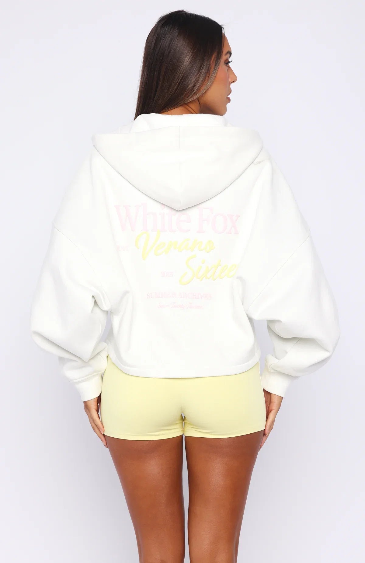 Verano Sixteen Viola Oversized Slouch Zip Front Hoodie White