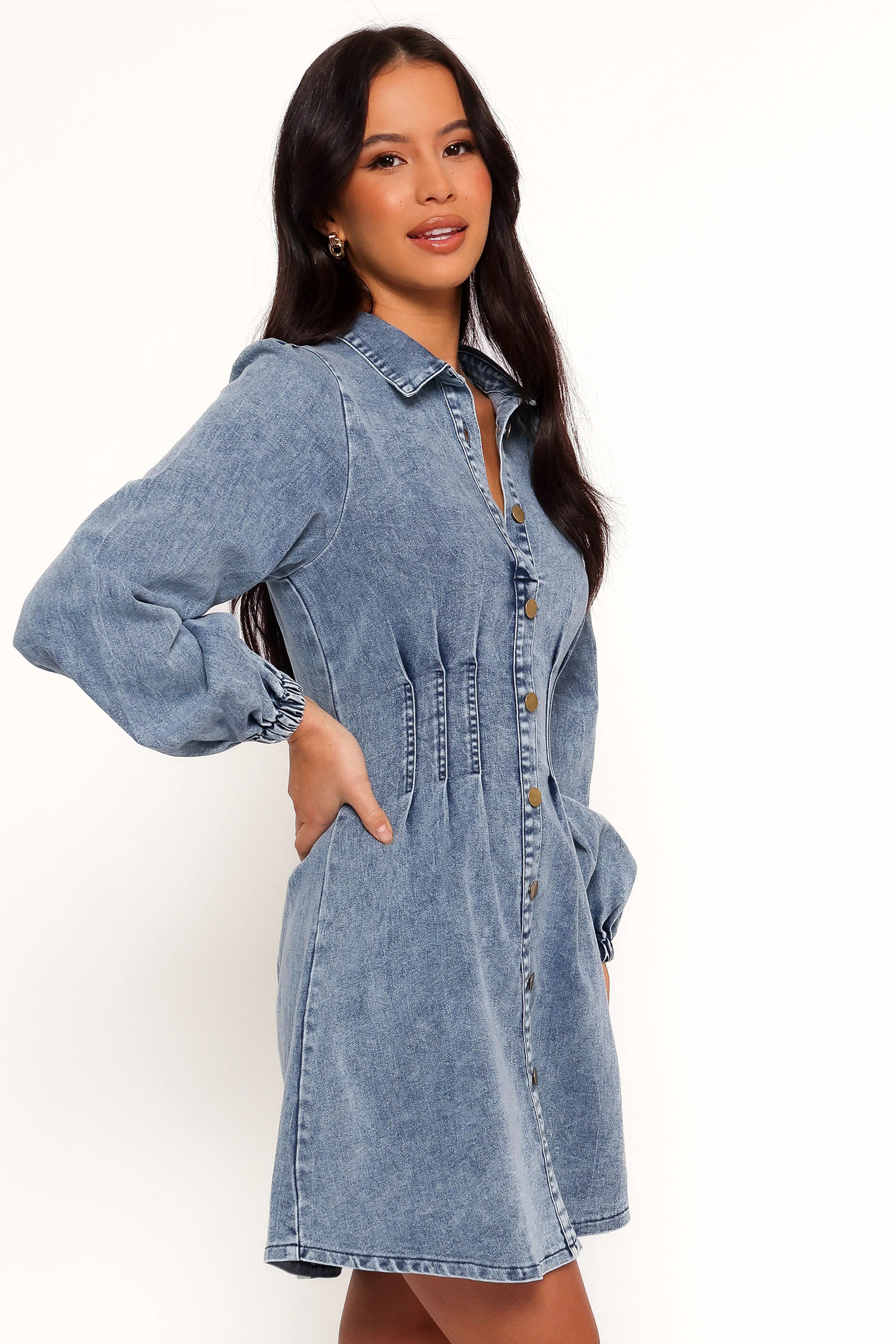 Phoenix Long Sleeve Mini Dress Denim