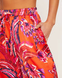 Azra Tropical Pocketed Wide Leg Drawstring Pant