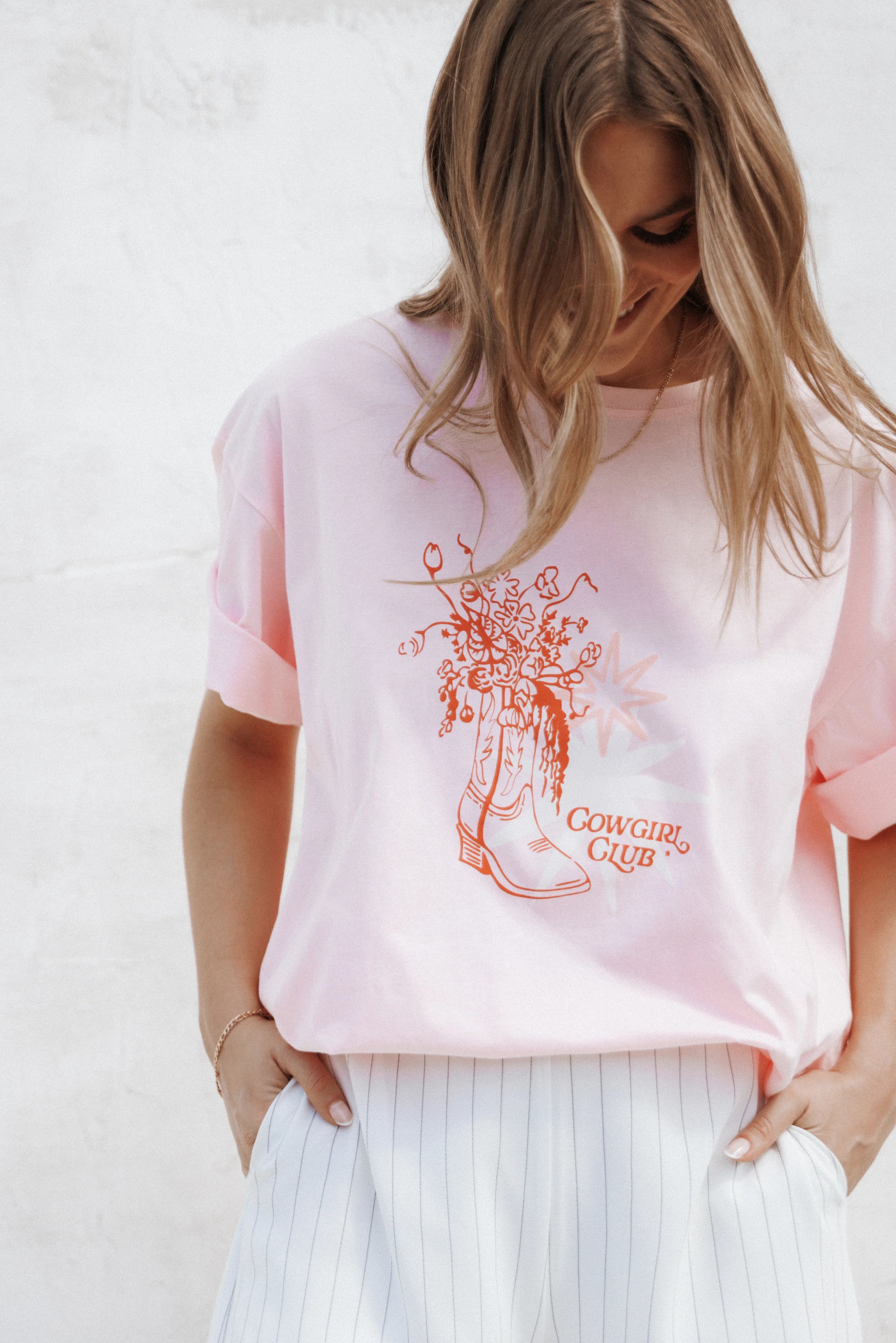 Alanna Cowgirl Club Graphic Tee Pink