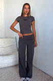 Break The Records Wide Leg Pants Charcoal