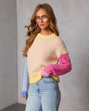 Joy Pop Knit Striped Color Block Sweater