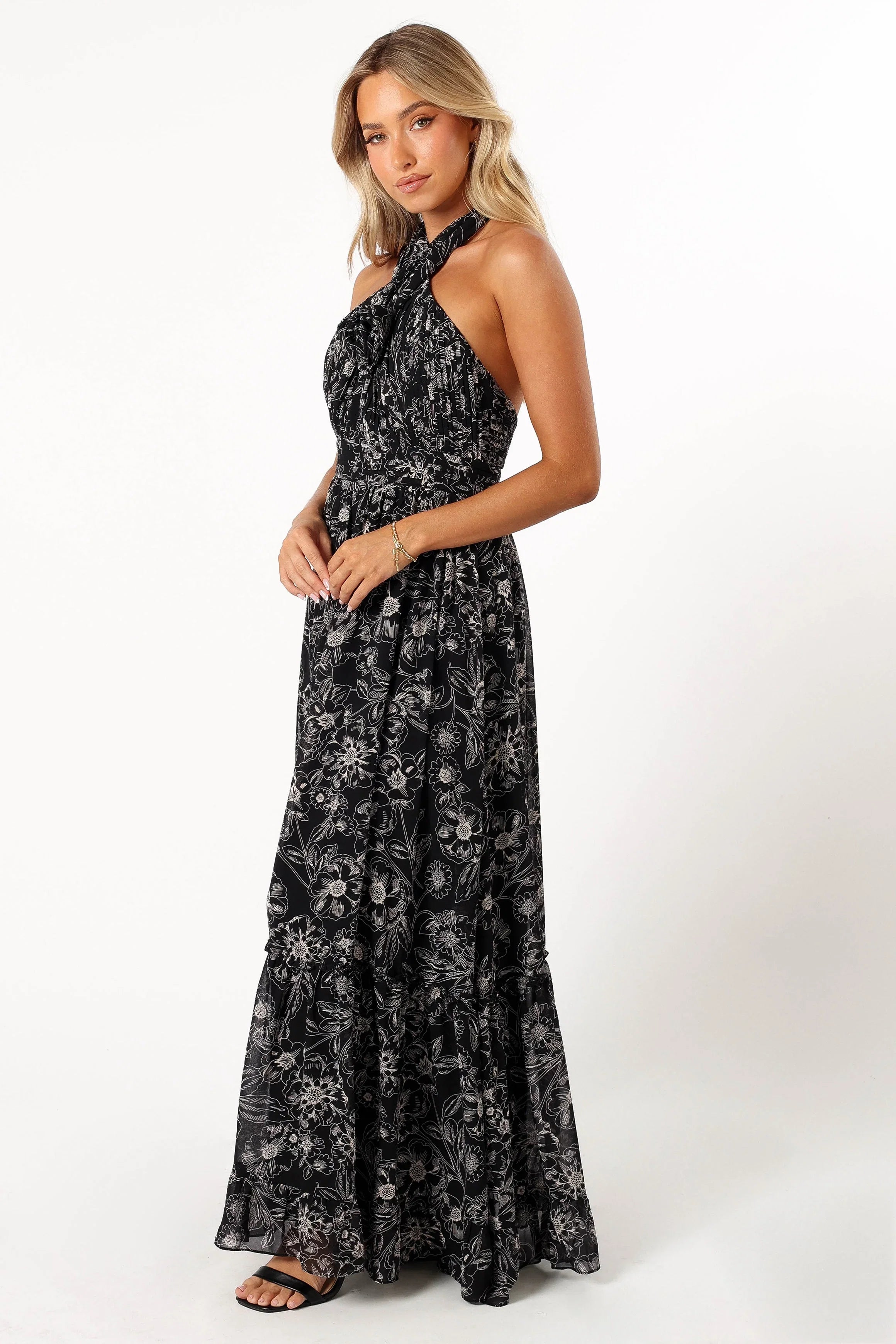 Lennon Halterneck Maxi Dress Black Floral