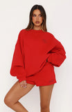 Studio 17 Raven Oversized Drop Shoulder Sweater Red