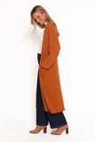 Makenna Long Open Front Cardigan Rust