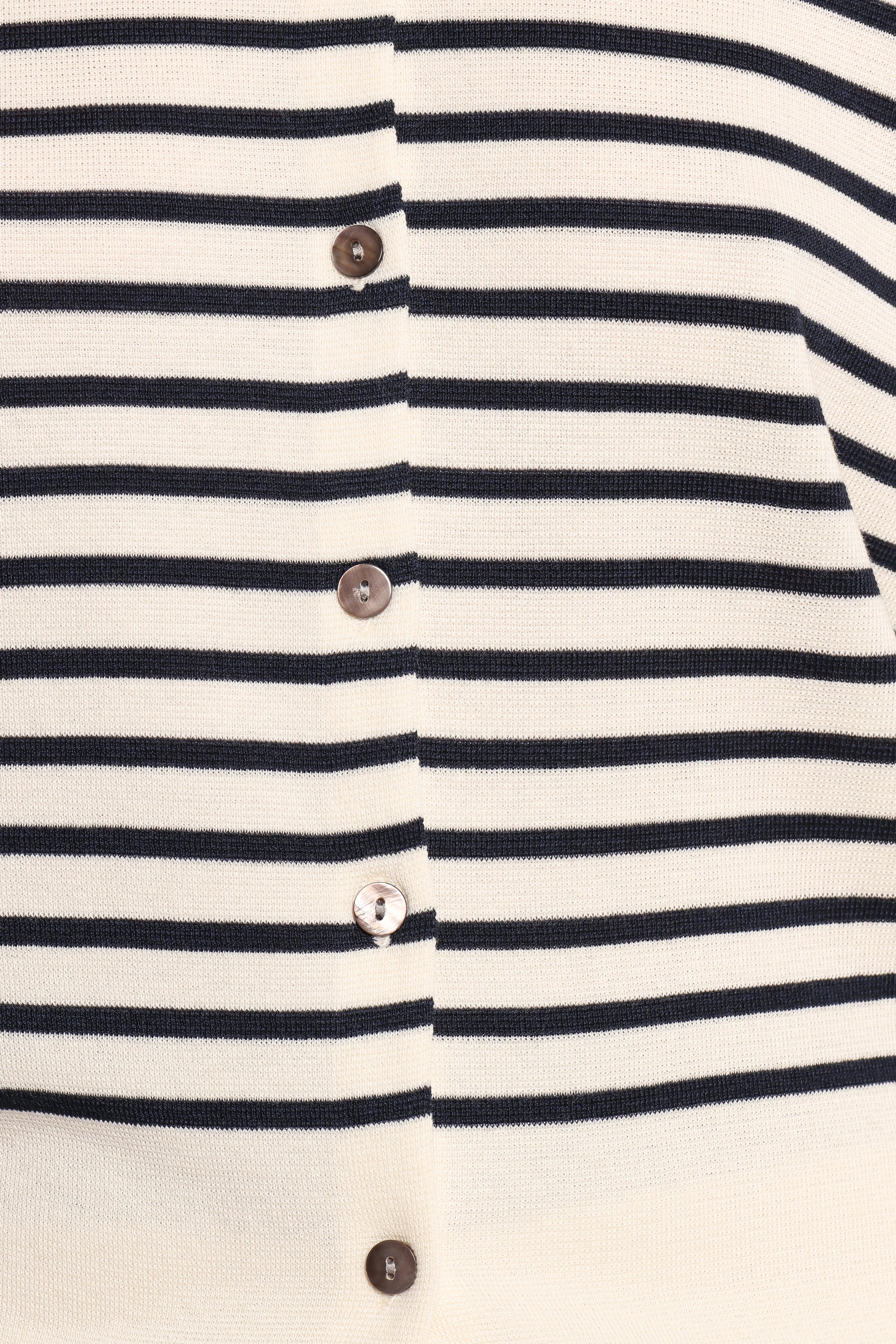 Gavi Button Front Striped Cardigan Off White Navy