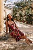 Bryden Maxi Strapless Dress Burgundy Floral