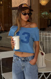 Whenever Youre Ready Off Shoulder Relaxed Tee Blue