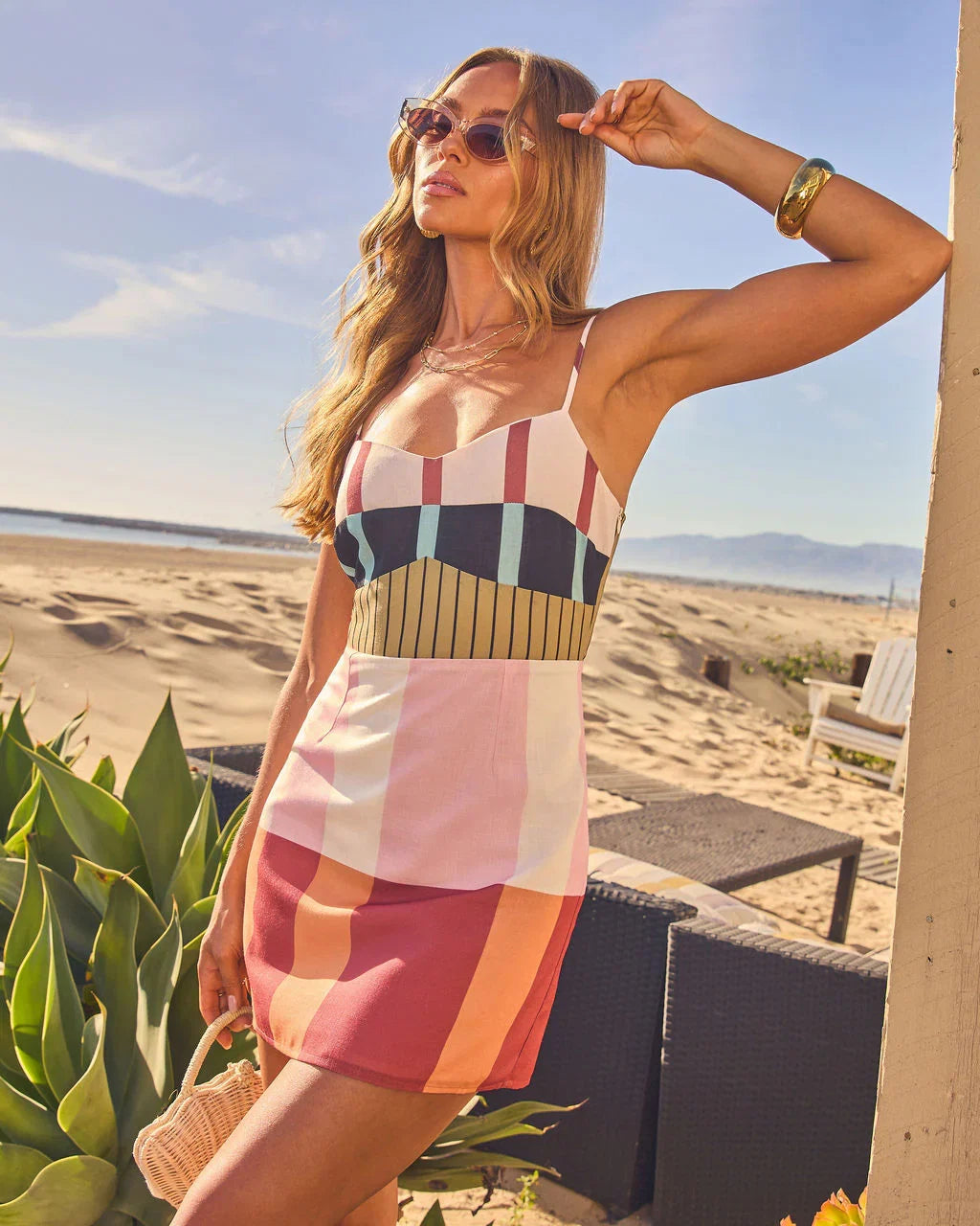 Playful Drift Striped Color Block Mini Dress