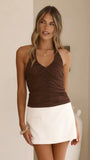 Kylie Halter Neck Top Chocolate
