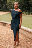 Santiago Off Shoulder Midi Dress Navy