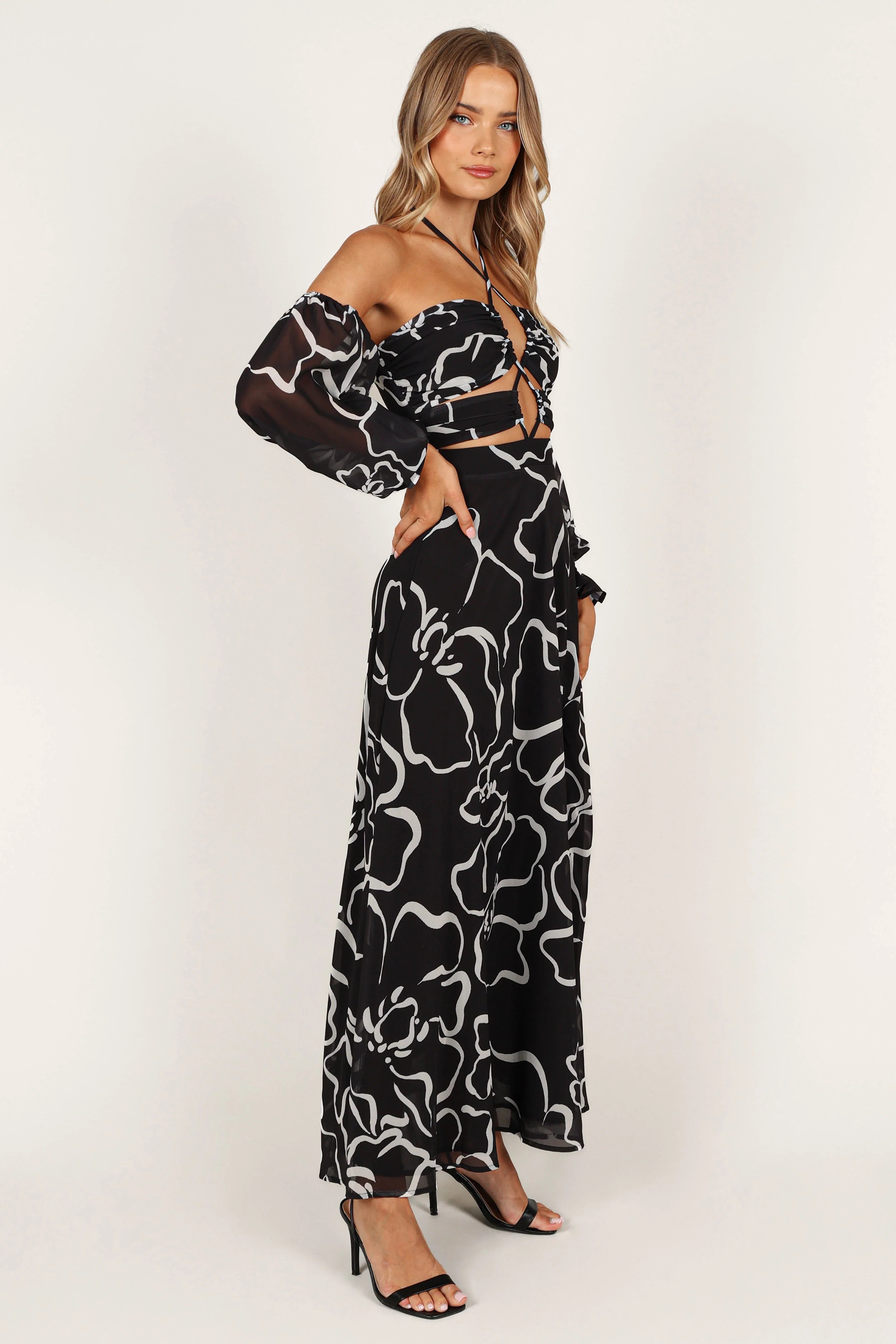 Karma Maxi Dress White Black Floral