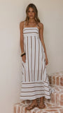 Marcel Maxi Dress Choc Blue Stripe