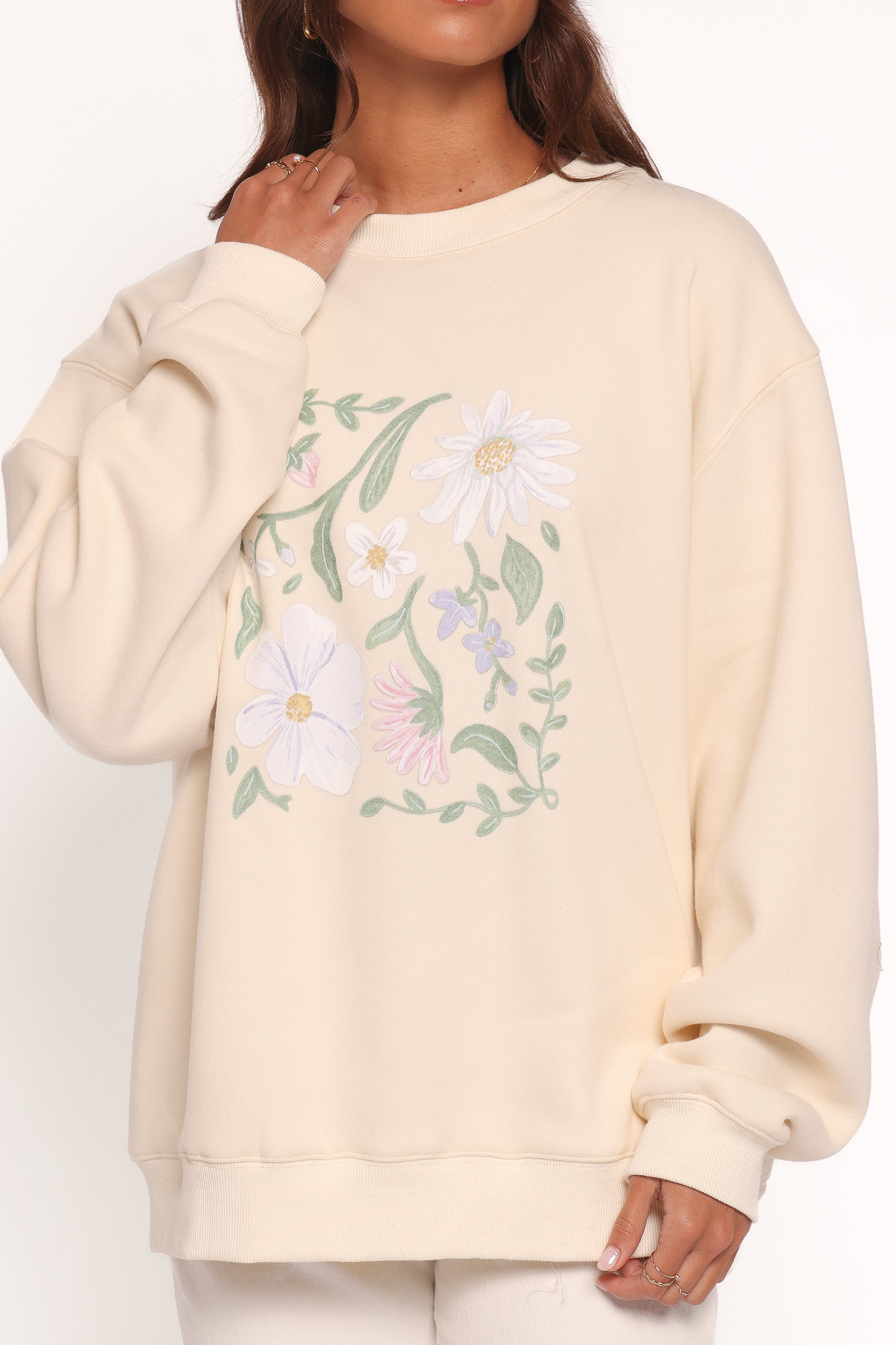 Flower Garden Graphic Sweatshirt Cream
