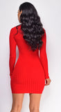 Faylinn Red Mock Neck Sweater Mini Dress