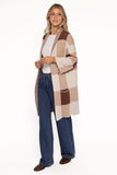 Ecoya Long Cardigan Brown Plaid
