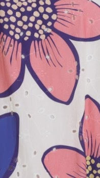 Norah Eyelet Maxi Dress Botanic Blue Pink Print