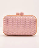 Lindsie Woven Vegan Leather Wooden Frame Clutch