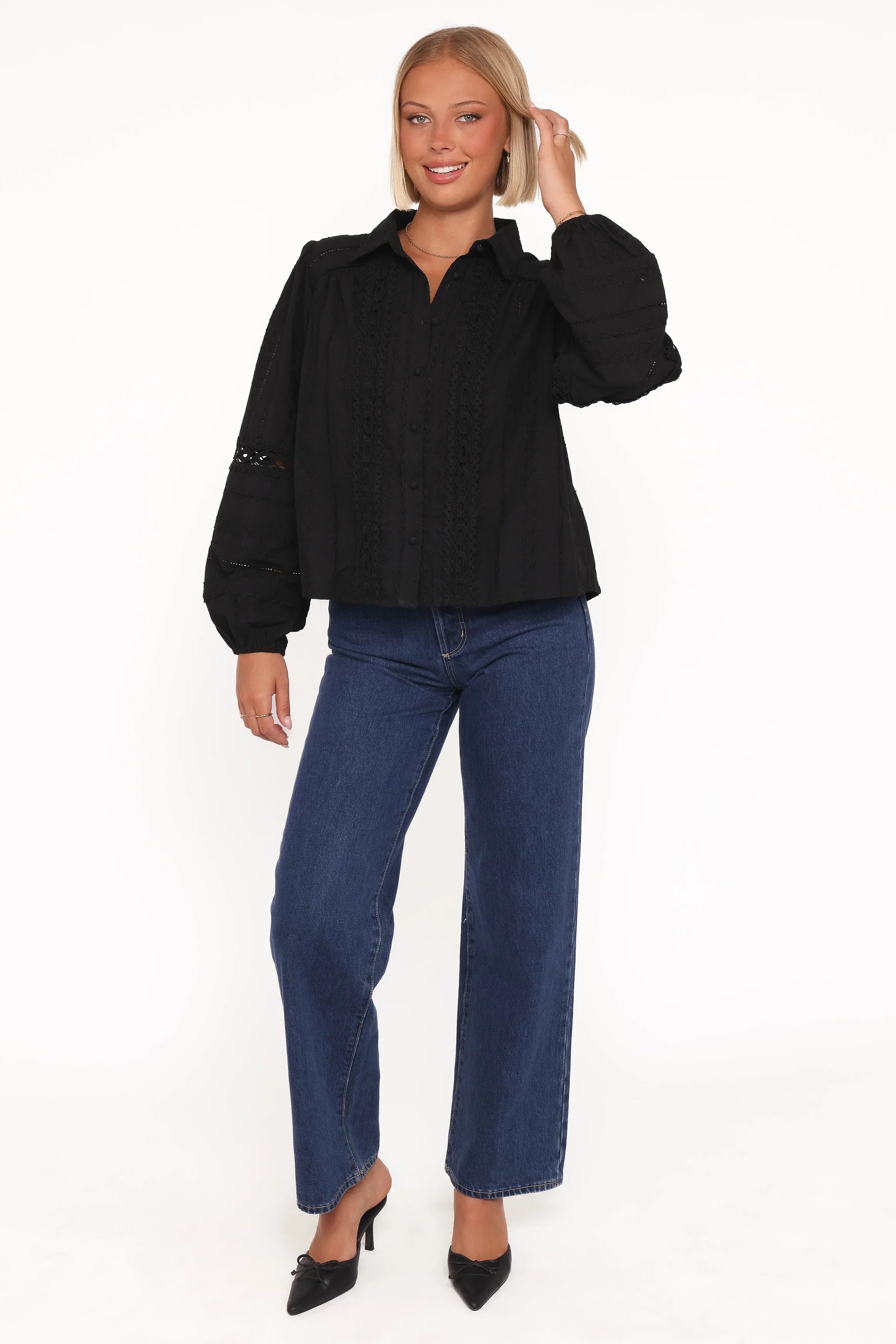 Catania Lace Inset Top Black
