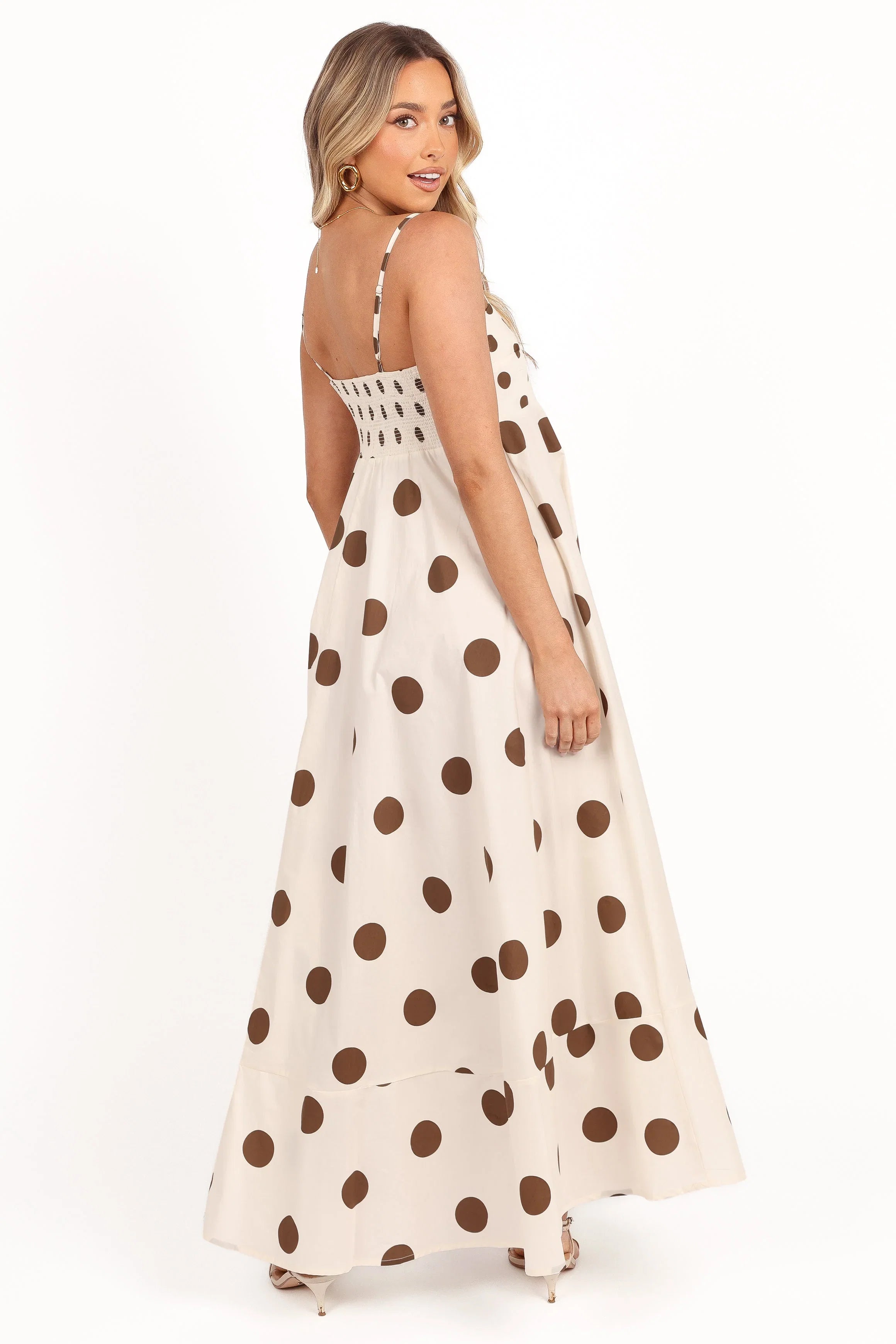 Deenie Maxi Dress Chocolate Brown Spot