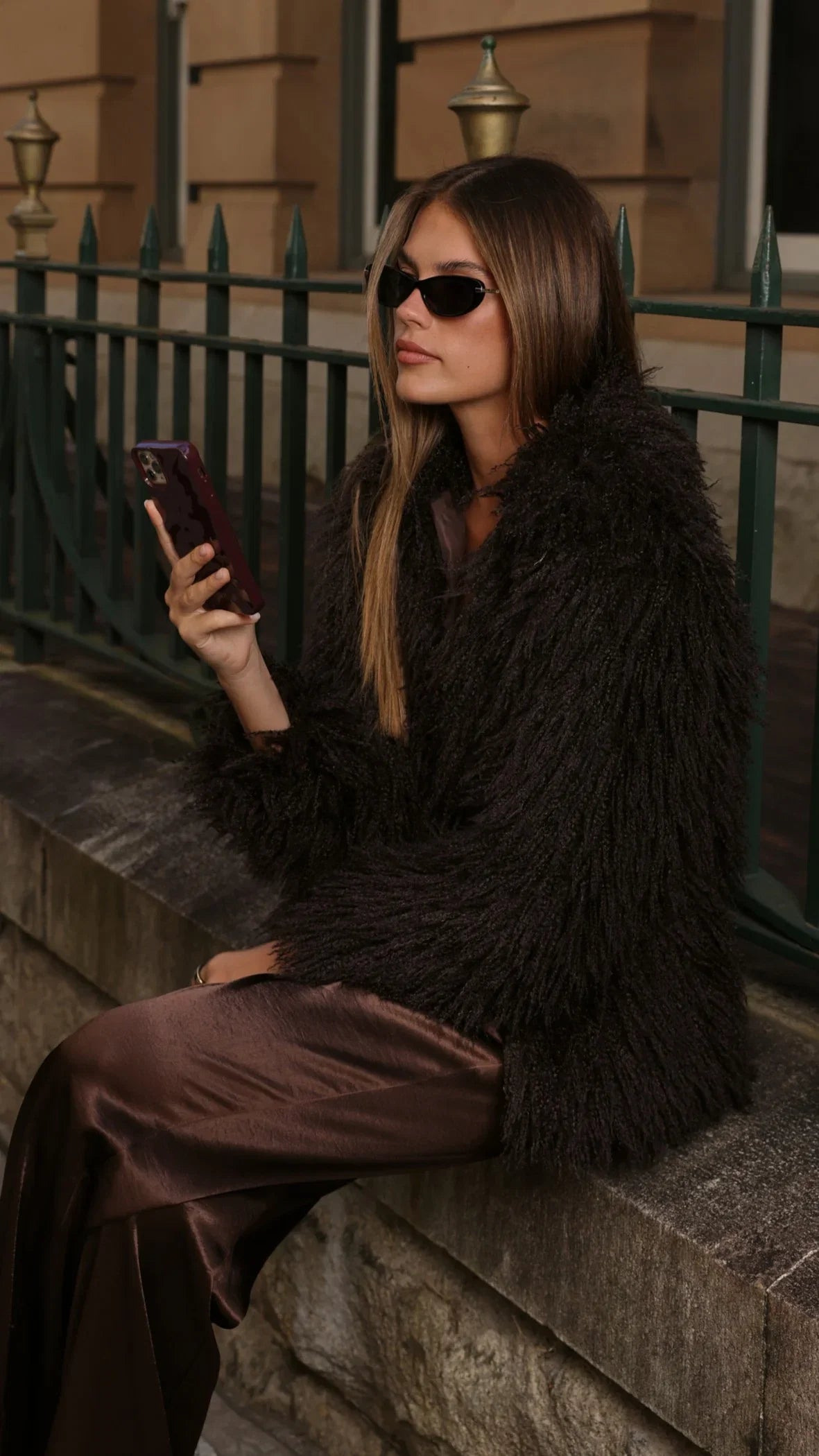 Chantelle Fur Jacket Chocolate
