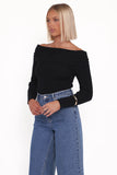 Junia Tie Back Knit Top Black