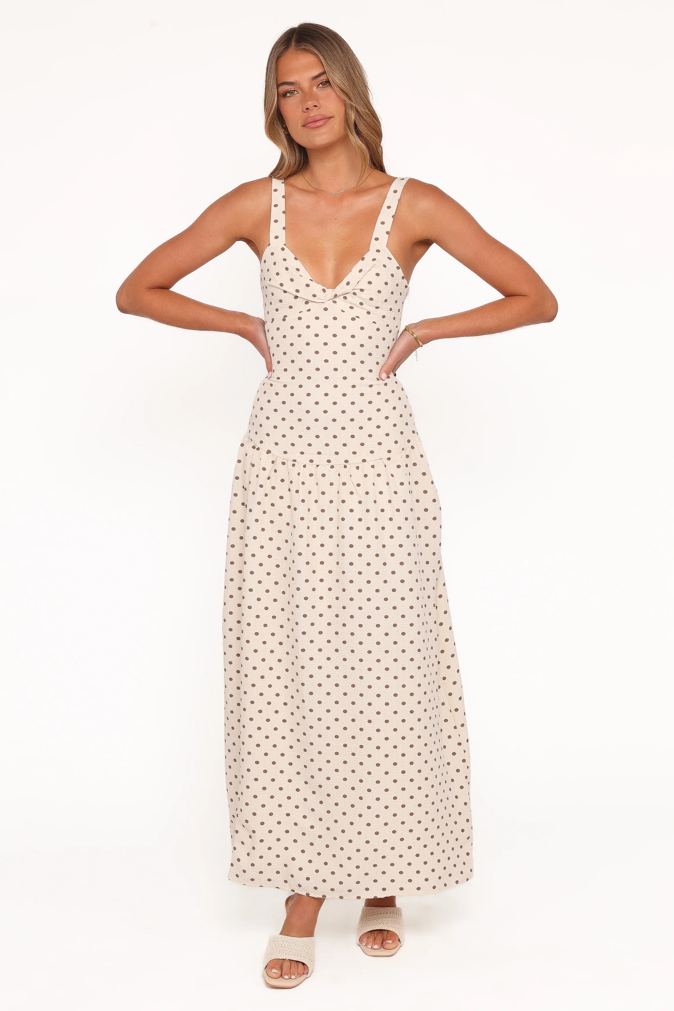 Sophina Midi Dress Brown Polka Dot
