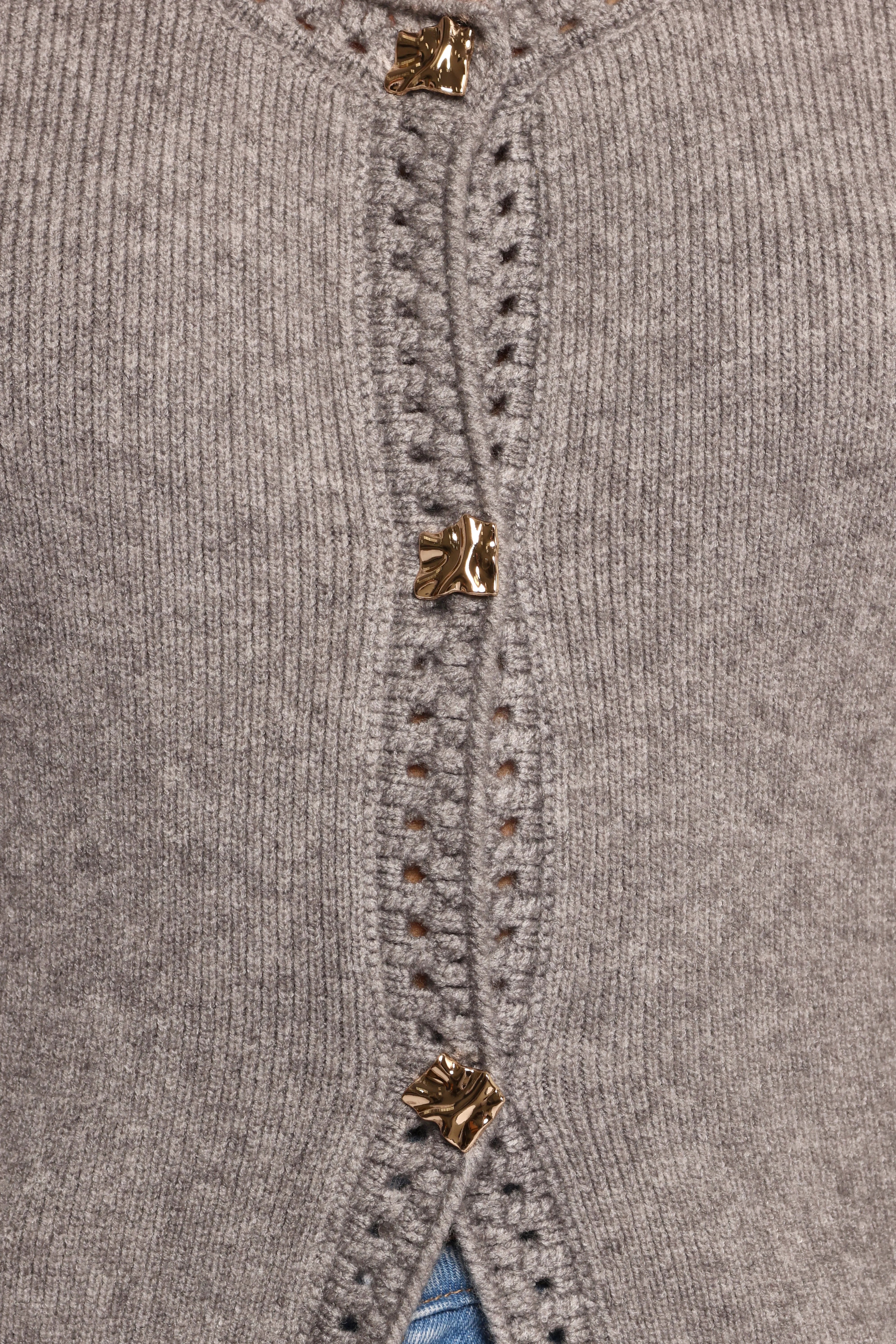 Quay Button Front Cardigan Heather Grey