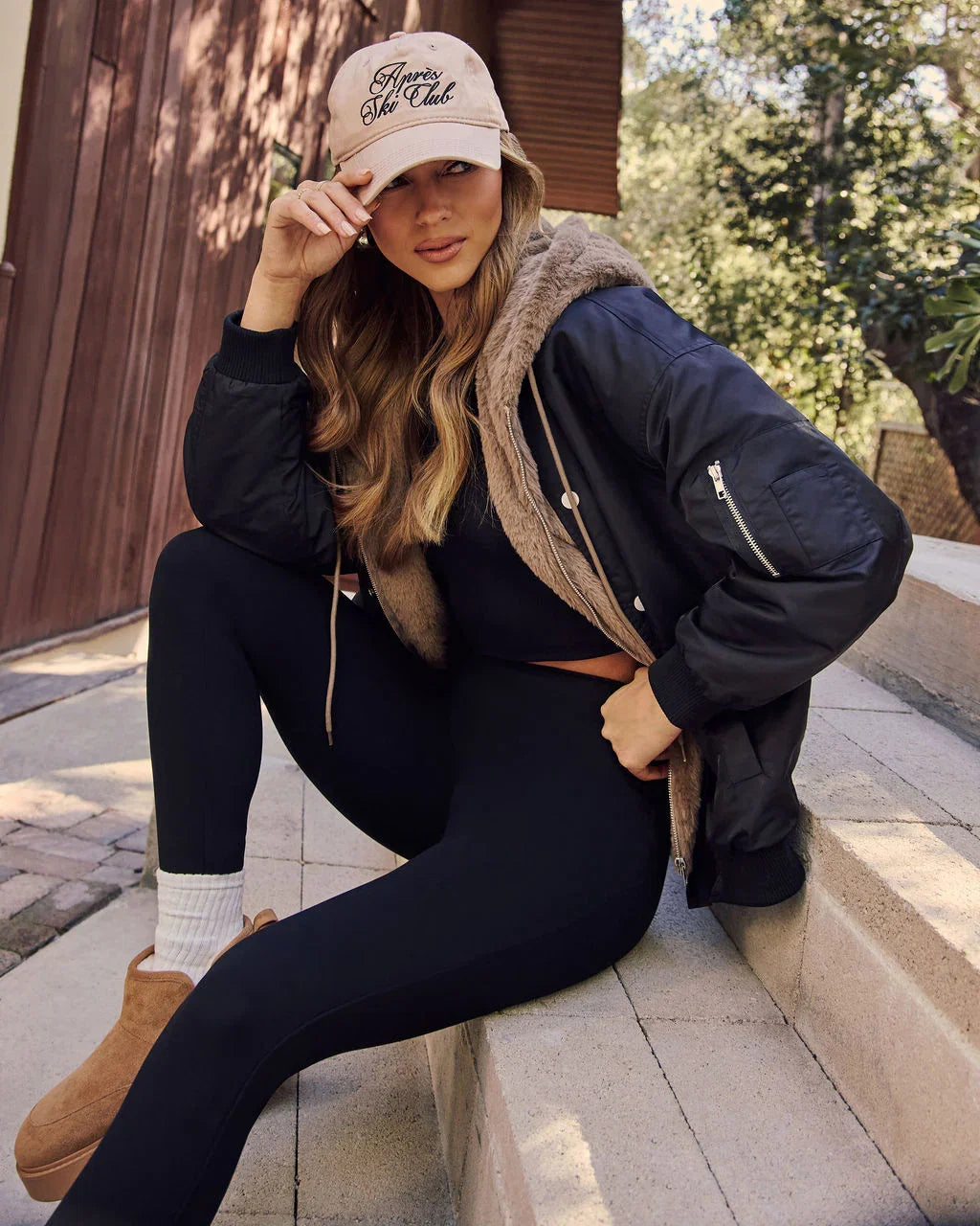 Campus Oversized Faux Fur Lined Bomber Jacket
