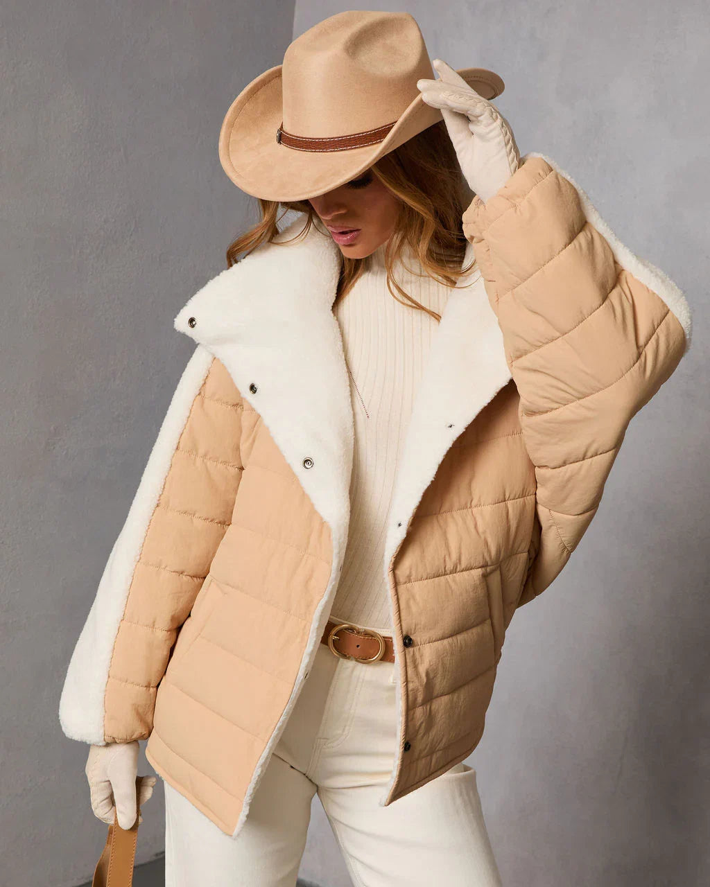 Malrin Sherpa Lined Contrast Puffer Coat