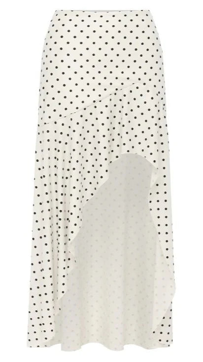 Melody Flounce Midi Skirt Cream Black Polka