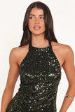 Keisha Mini Dress Olive Sequin