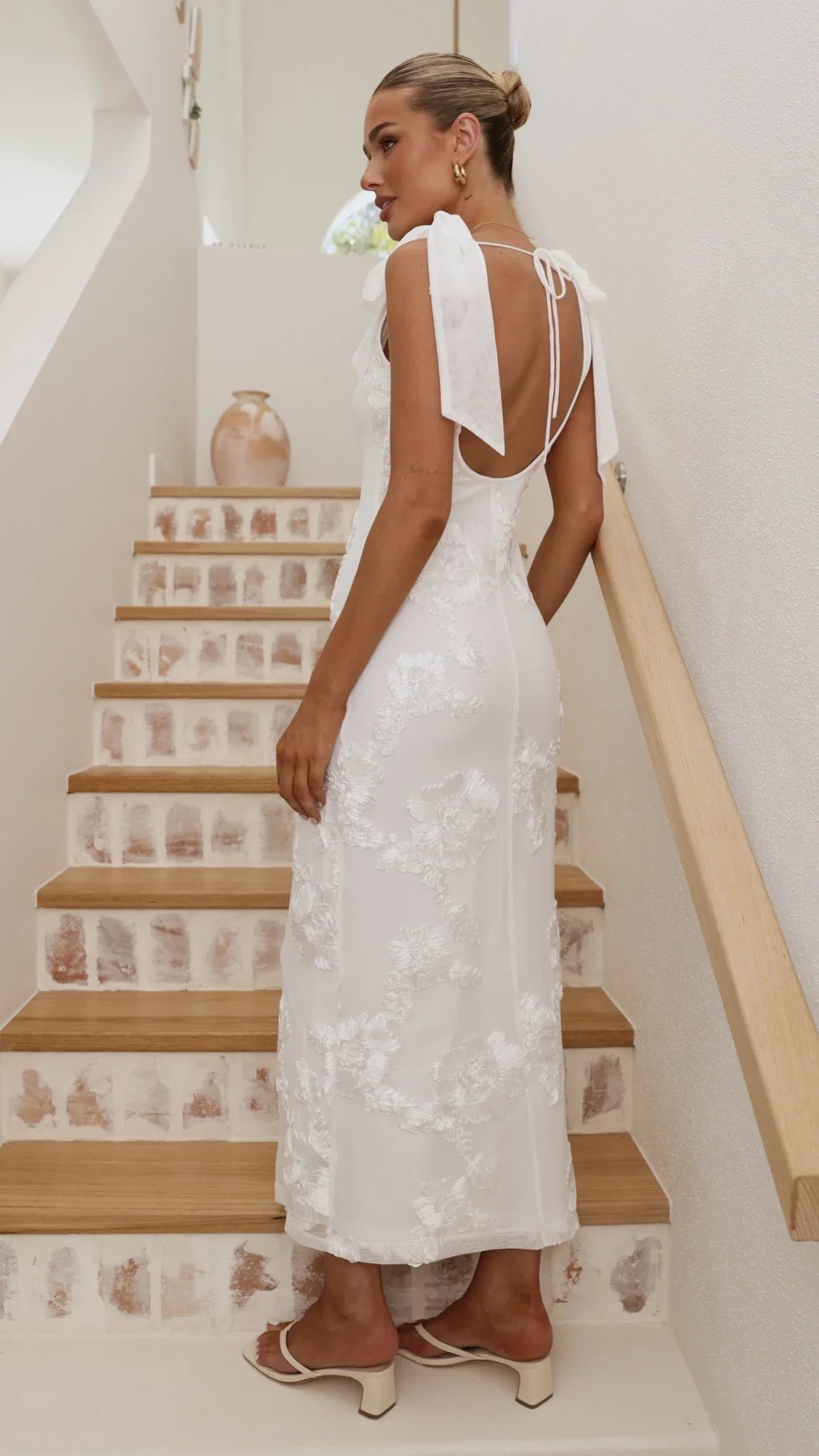 Usha Tie Strap Maxi Dress White