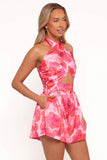 Primrose Halter Romper Pink Red