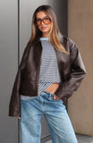 I Know Love PU Jacket Chocolate