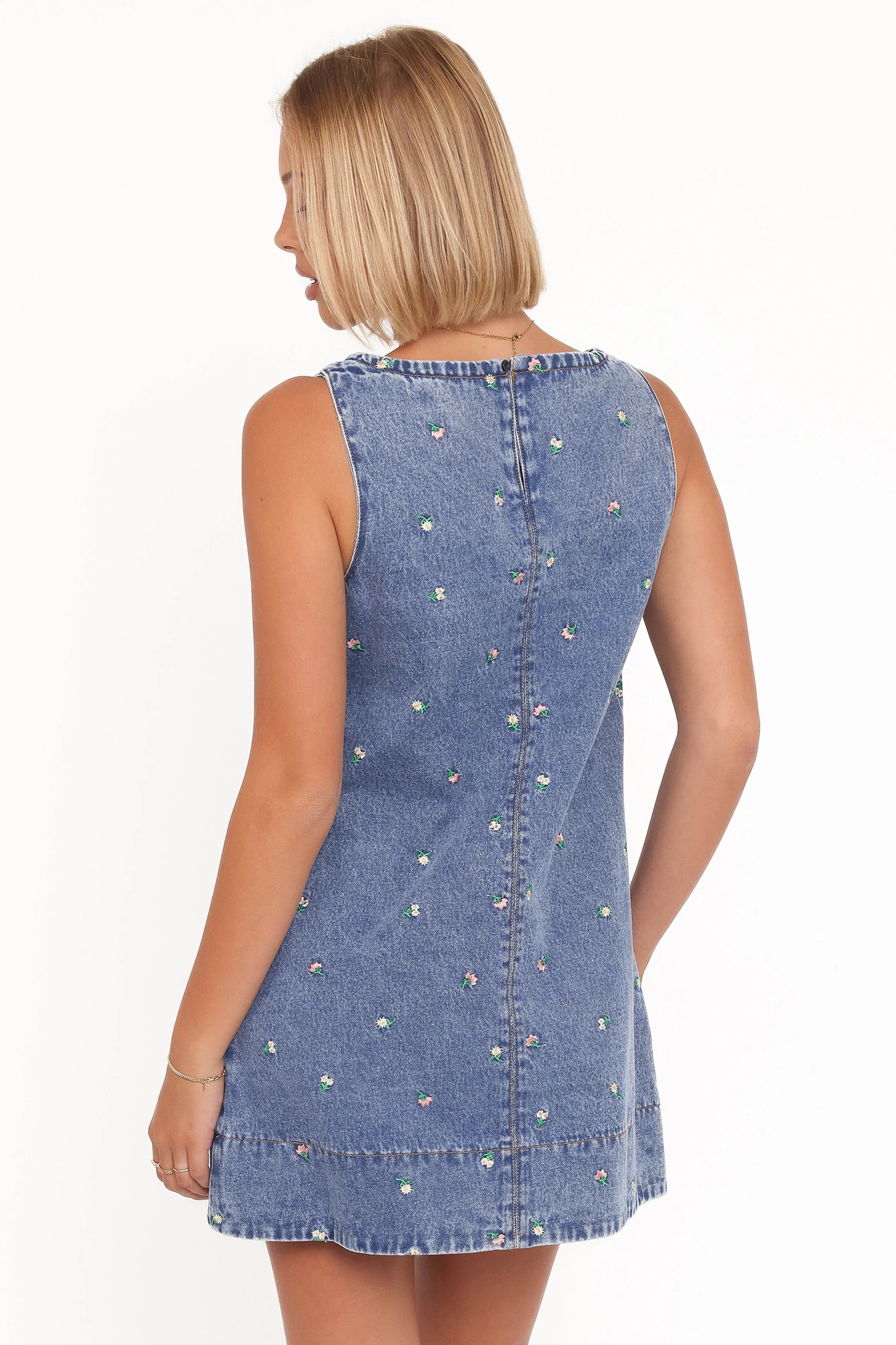 Azen Mini Dress Embroidered Denim