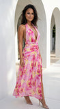 Floret Floral Print Maxi Dress Pink Multi