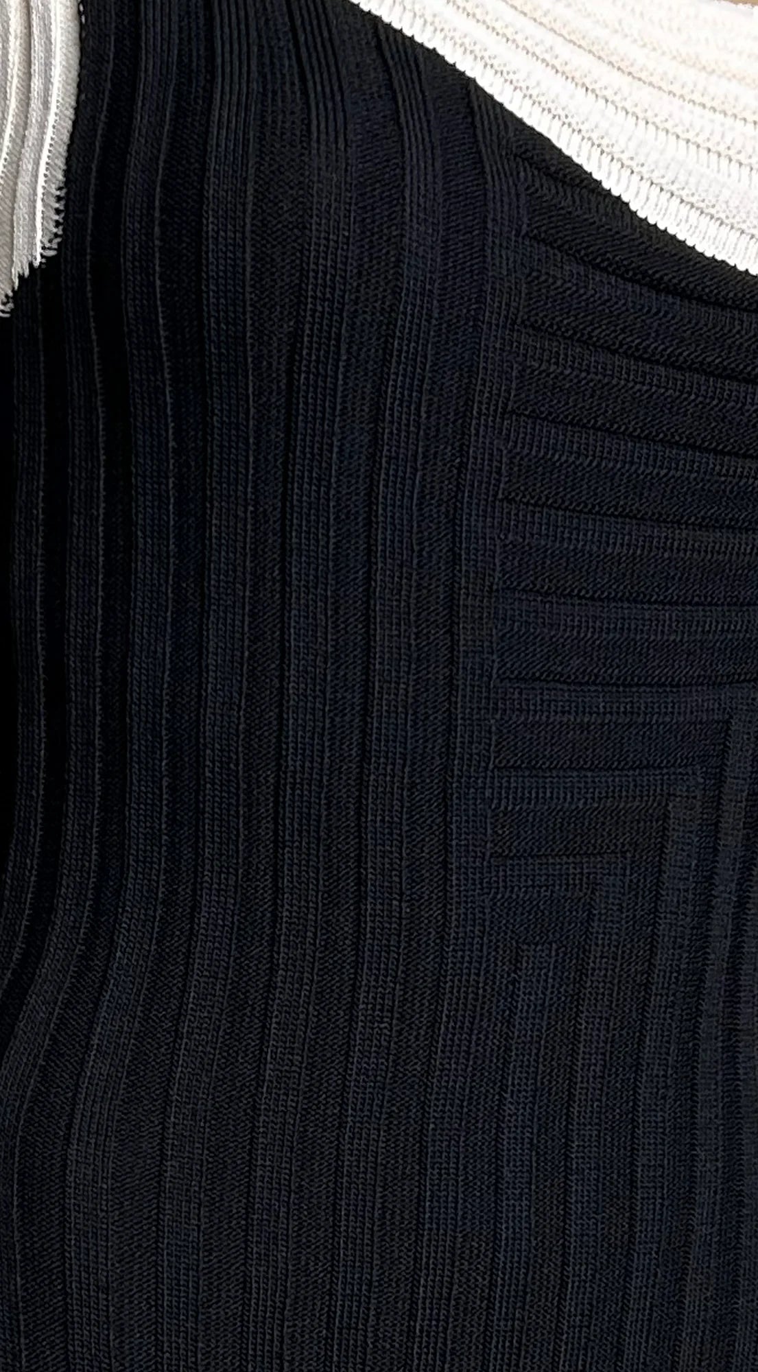 Cannes Contour Arc Knit Contrast Mini Dress Black