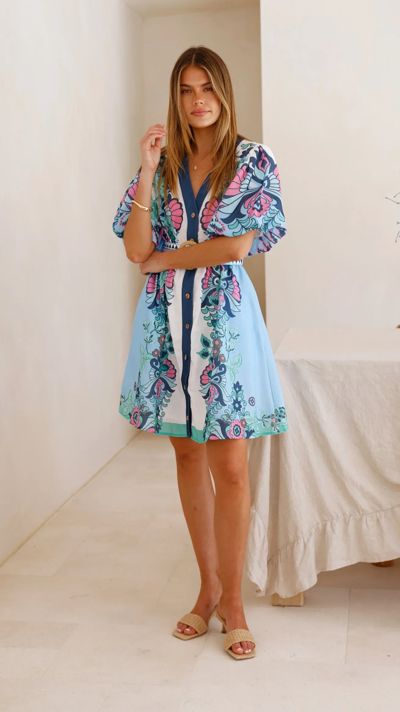 Dali Mini Dress Island Bloom Blue