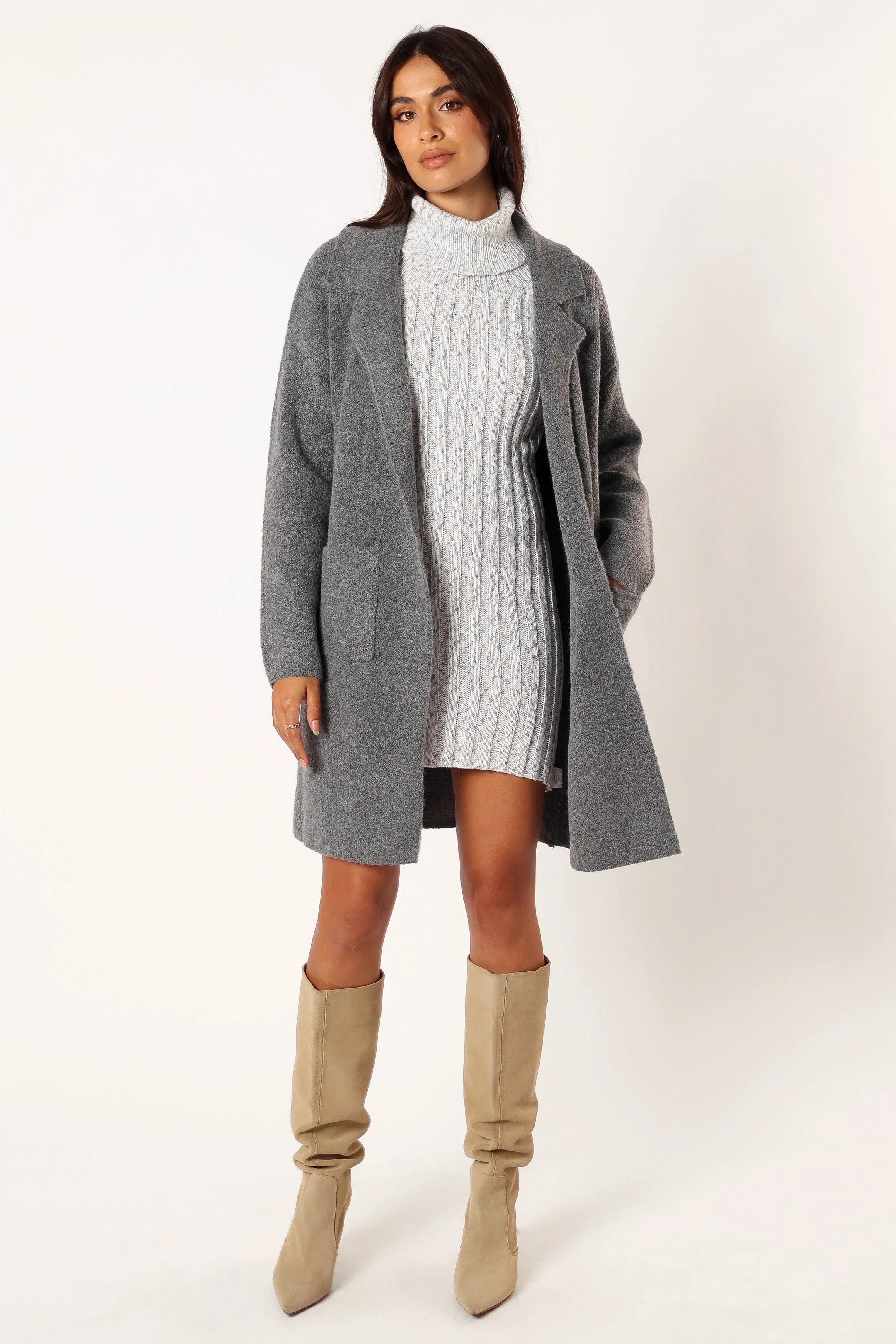 Skylar Open Front Coatigan Grey
