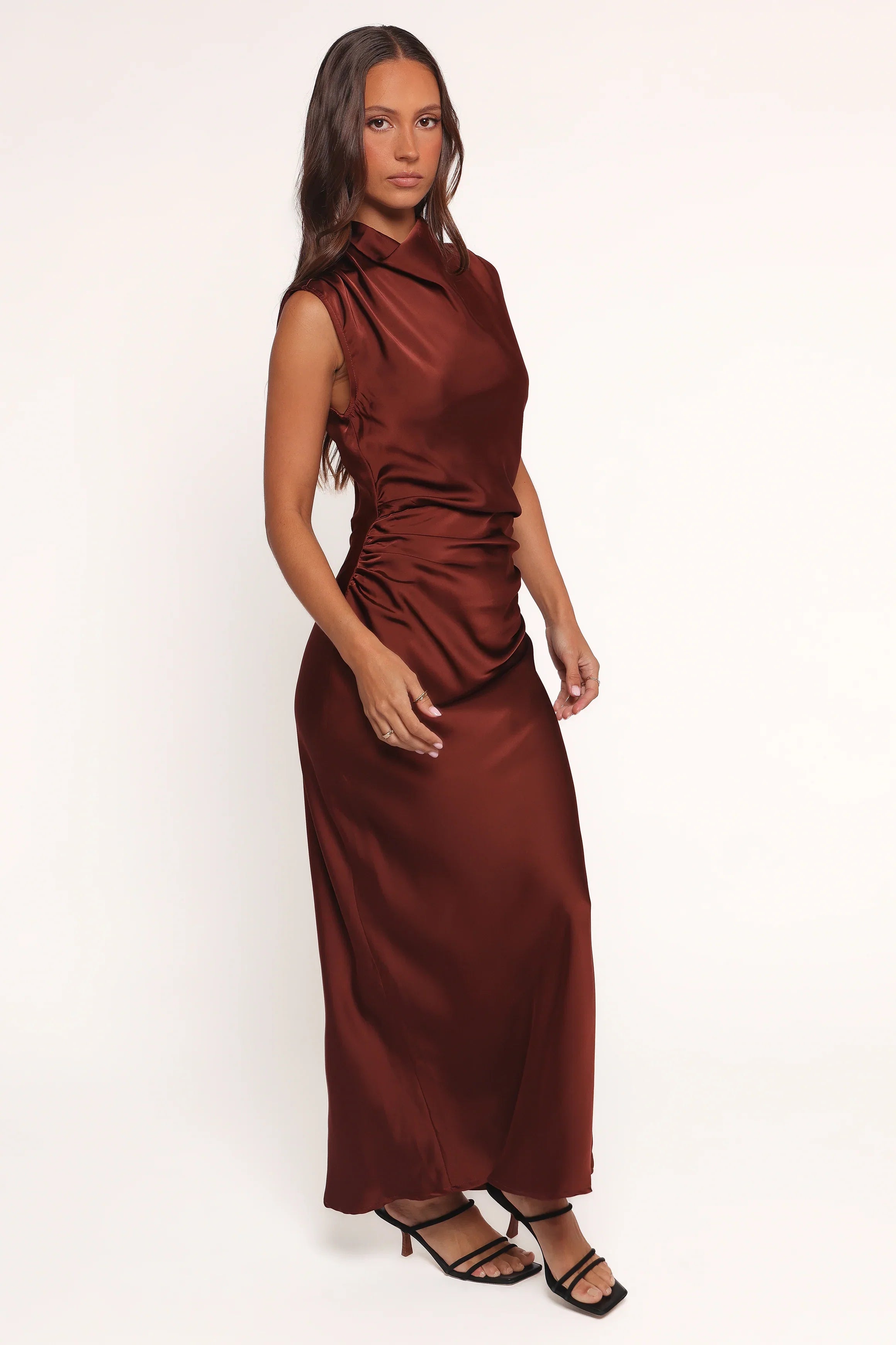 Meryn High Neck Dress Brown