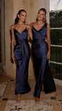 Iris Asymmetrical Maxi Dress Navy