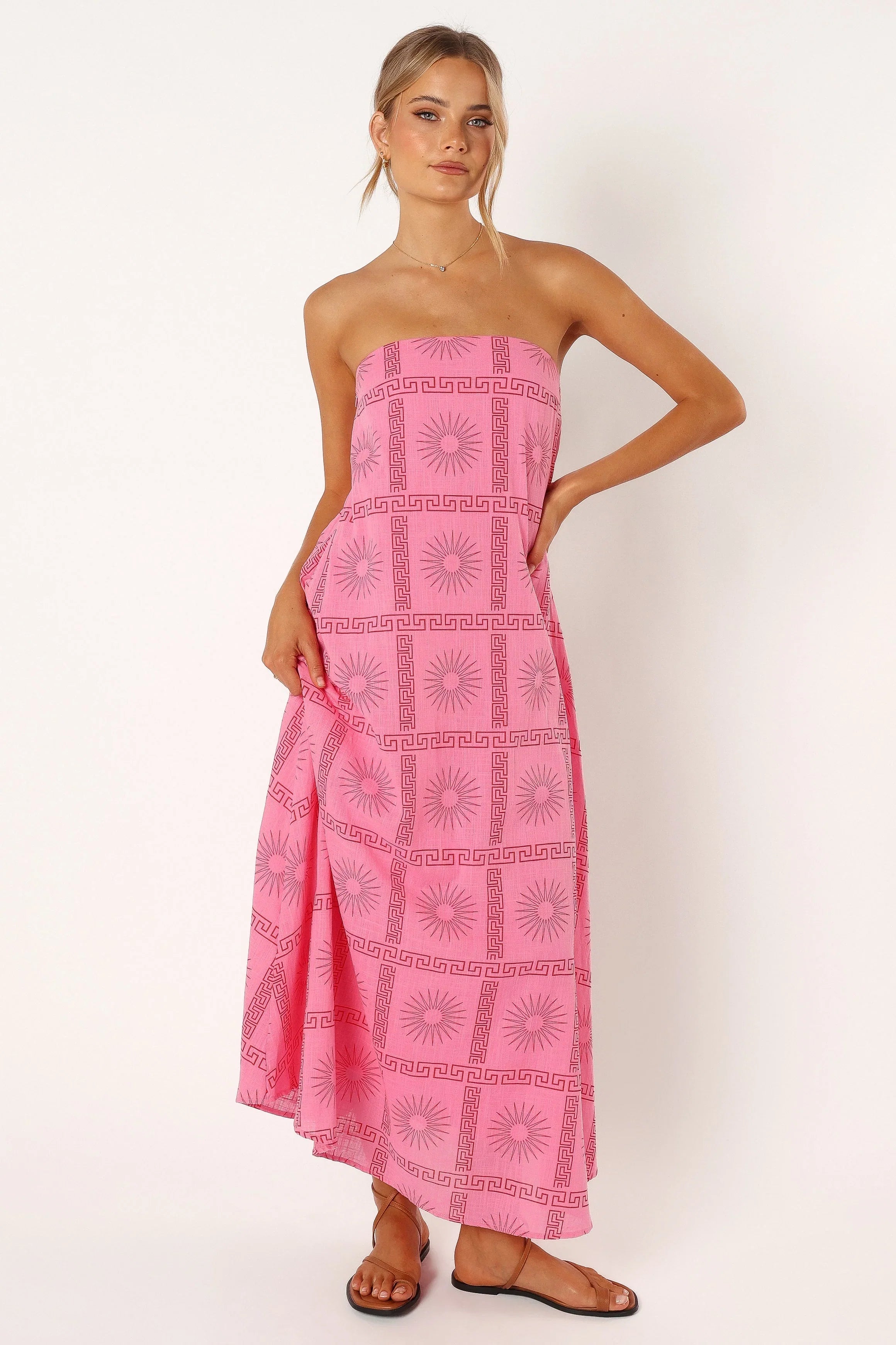 Soph Strapless Maxi Dress Pink Red