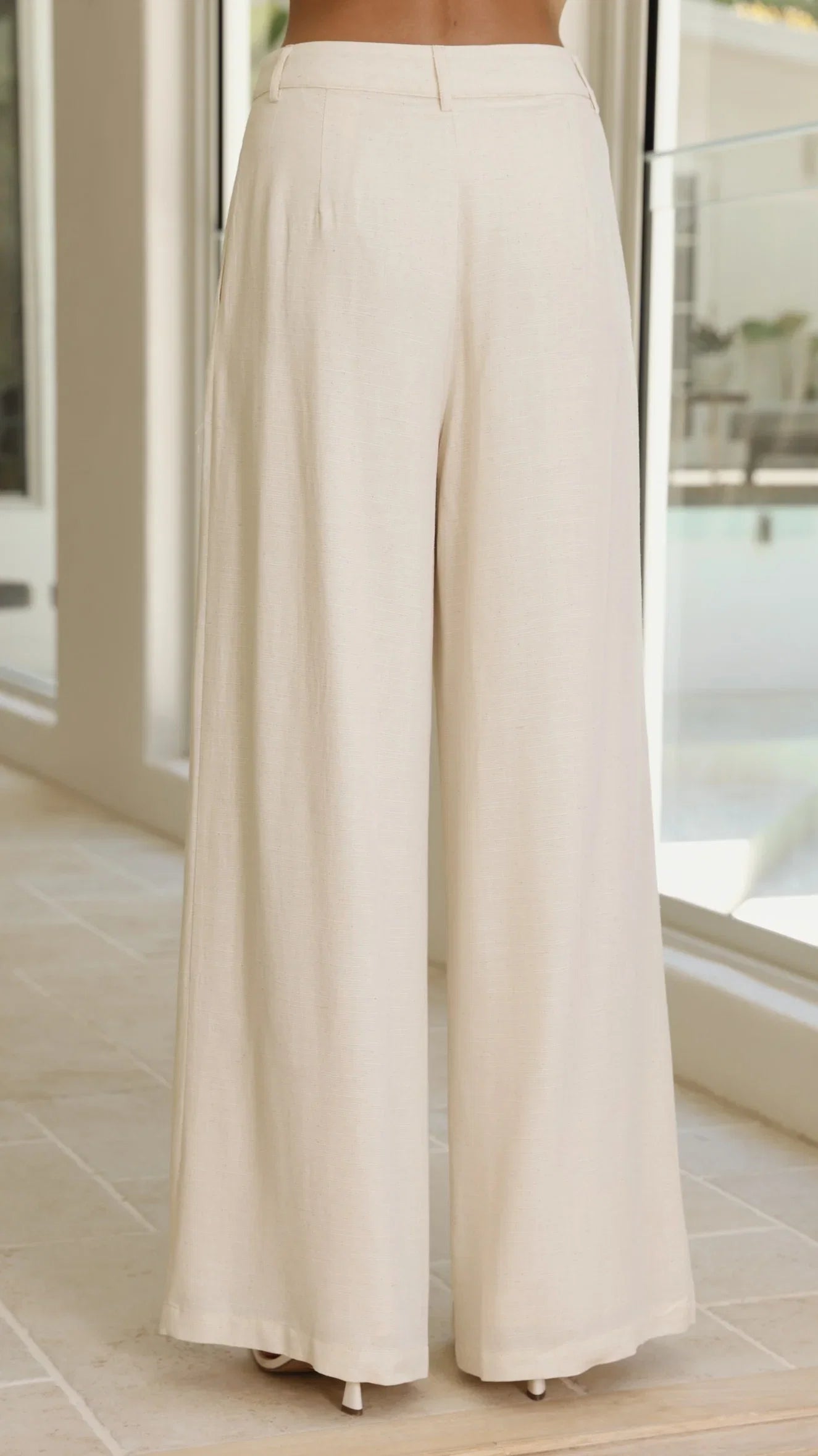 Leela One Shoulder Top and Pants Set Beige